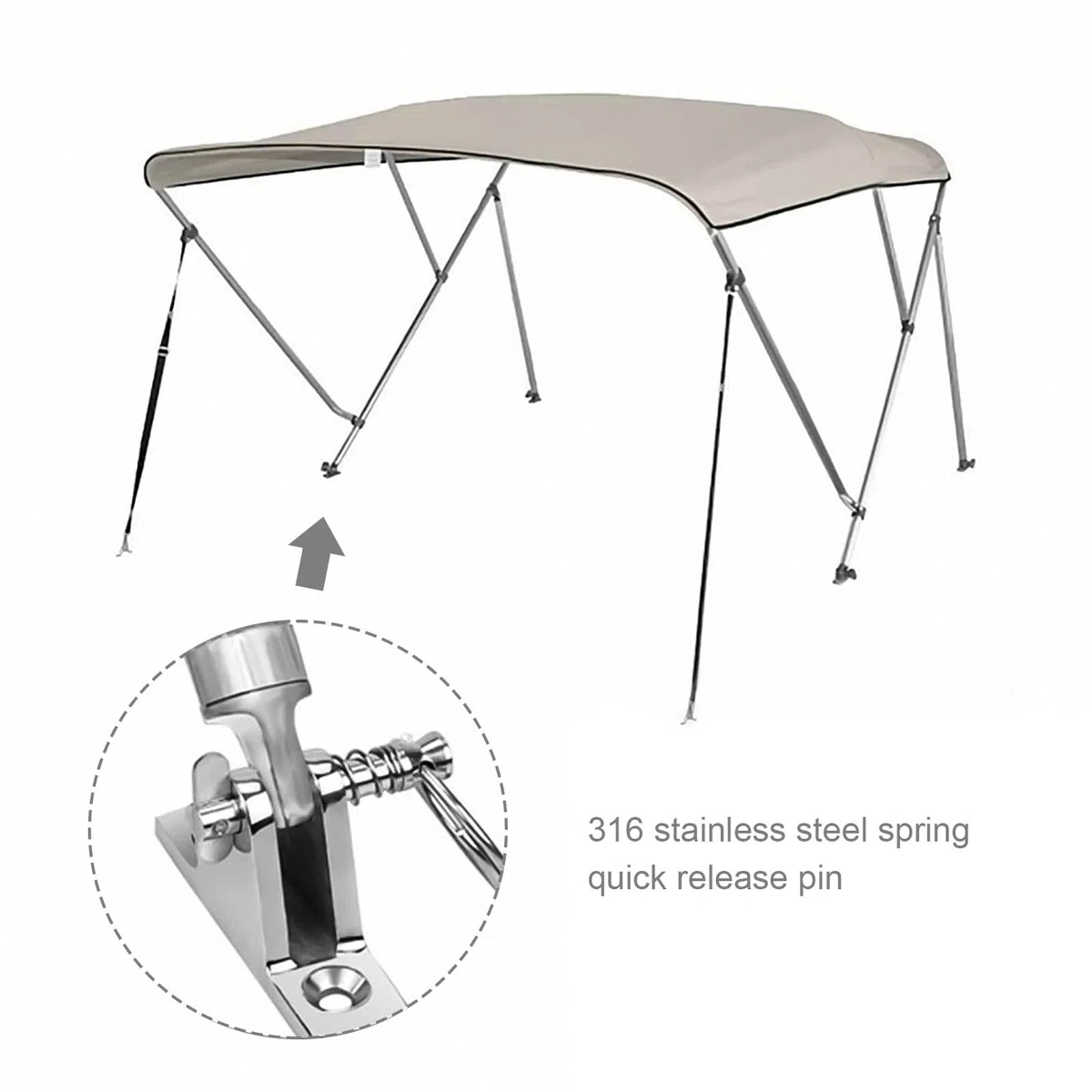 EMSea 6pcs Perno a sgancio rapido 0.24" Diametro con Camma di Discesa e Perno a Molla Lunghezza 1.57'' 316 Acciaio Inox Top Pin Materiale Marino