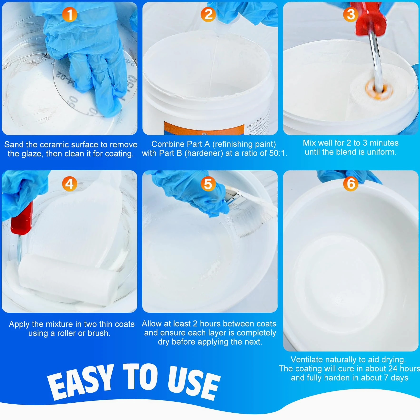 DecorRom Vernice per Vasca da Bagno Bianca 500g, Vernice per Piastrelle, Kit per Rinnovamento Vasca da Bagno e Lavandini, Resistente all'Acqua e Antigraffio con Attrezzi
