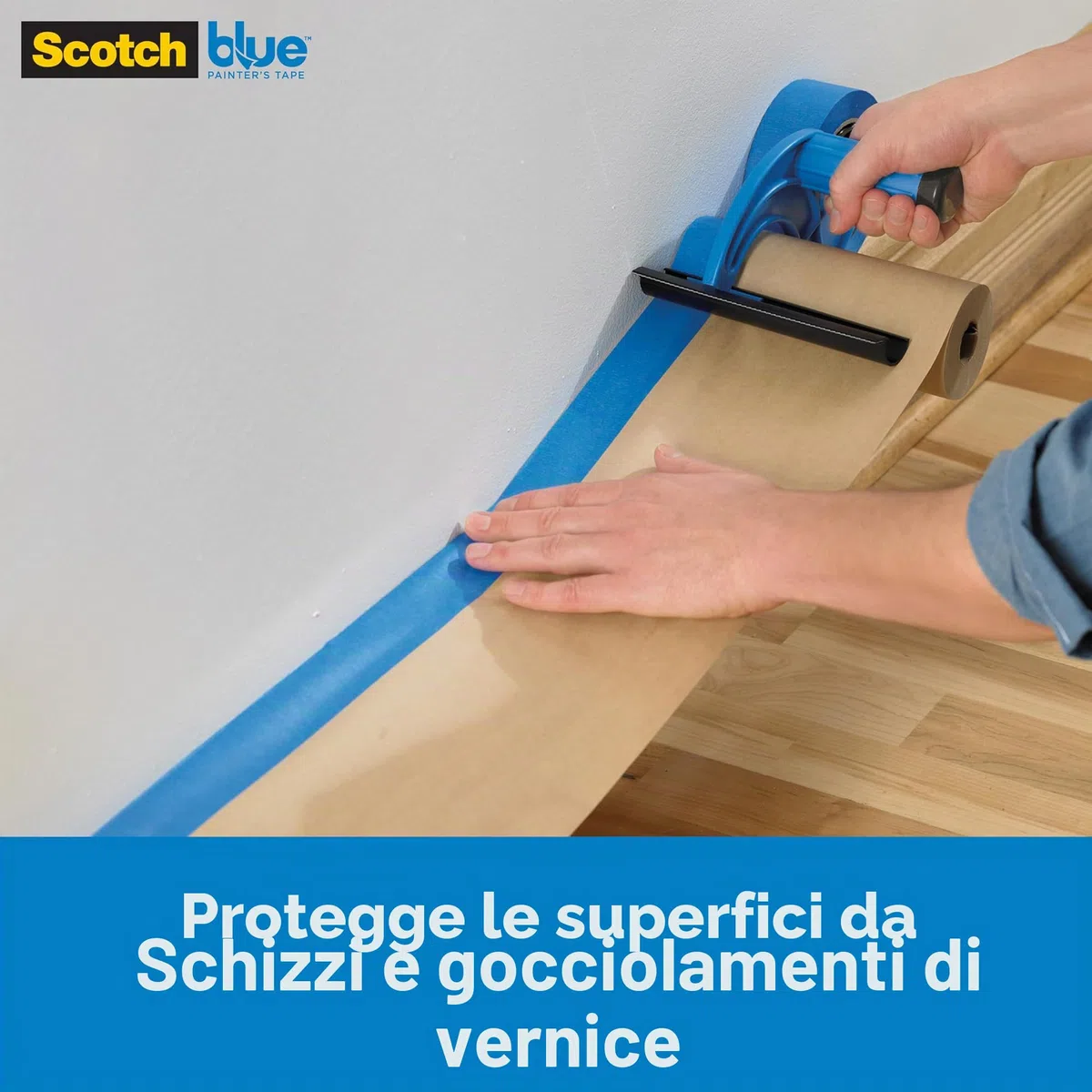 ScotchBlue M1000 Dispenser per Nastro e Carta per Mascheratura - Per l'uso su finestre, porte, vasche da bagno e altre superfici - Protegge dagli schizzi di vernice