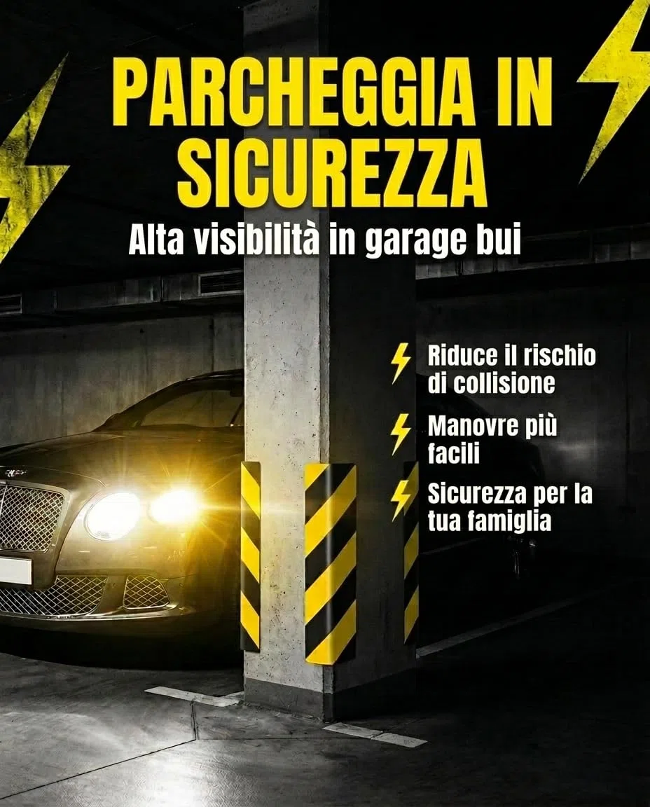 6 unità Paracolpi Garage | Paracolpi Garage Auto da Muro | Protezione Muro | Autoadesivo | Protettore per Parcheggi | Evita Urti e Graffi | Dimensioni 40x15x2 cm (6, Giallo e nero)