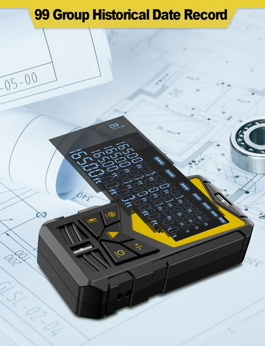 Metro Laser, Dispositivo Misuratore Di Distanza Laser Strumento Di Misura Digitale Portatile Telemetro IP54 Con Livelle A Bolla E Display LCD Retroilluminato