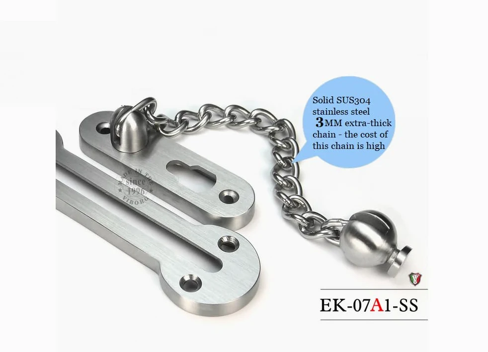 VIBORG Solido acciaio inossidabile SUS304 3mm extra-spesso Catena di Sicurezza per porta Acciaio Catene di sicurezza per porte