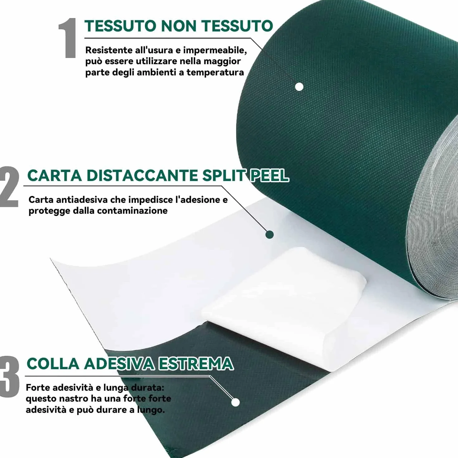Nastro di Giunzione per Erba Artificiale, 15cm X 10m Nastro per Erba Nastro Autoadesivo per Cuciture per Prati per Collegare 2Pz di Moquette in Erba Finta