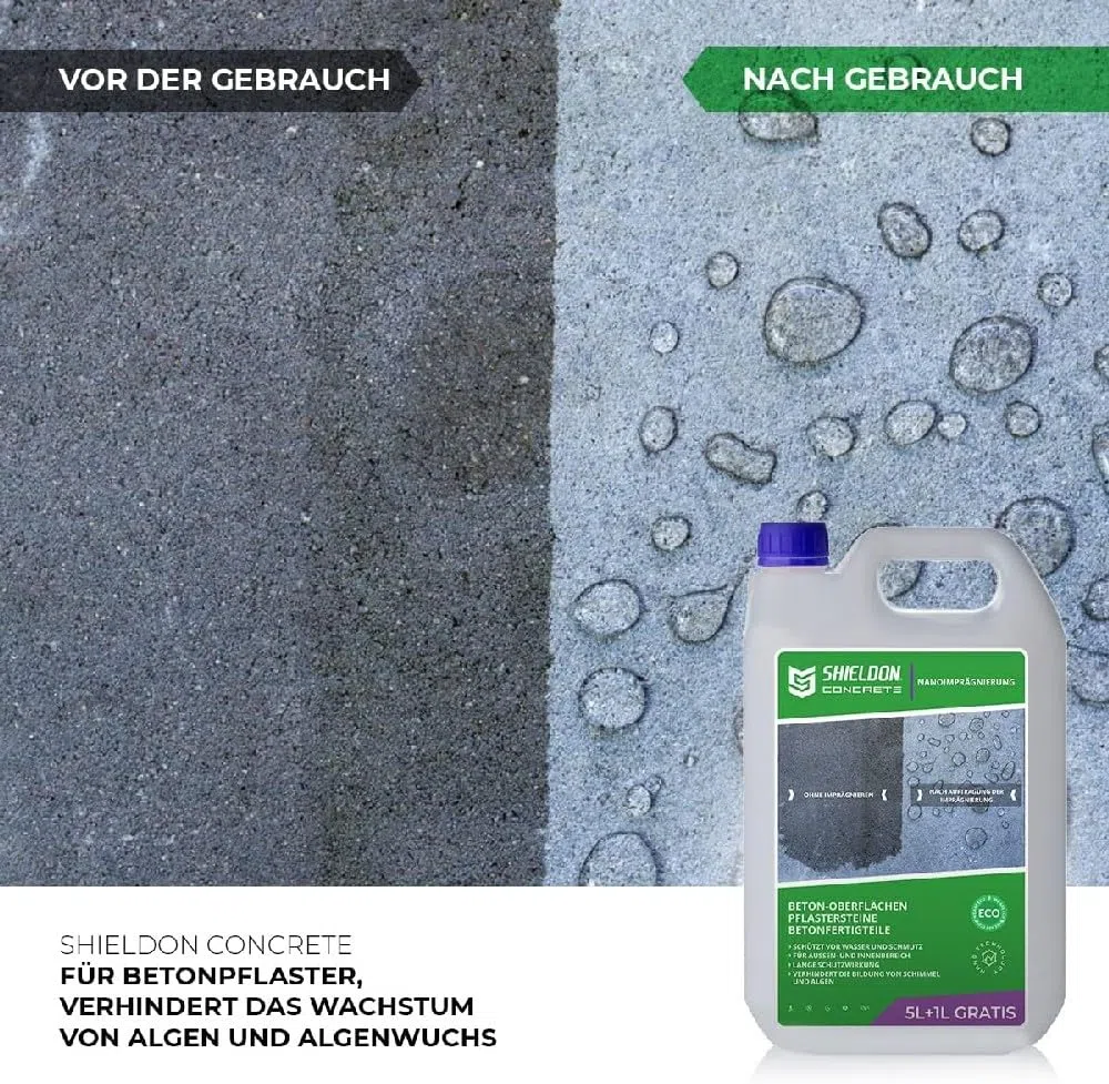 Shieldon Protects - Impregnante per pavimentazione in calcestruzzo, nanoprotect, impregnazione e protezione fino a 10 anni, idrofob, calcestruzzo, ideale per impregnazione di calcestruzzo esterno, 6