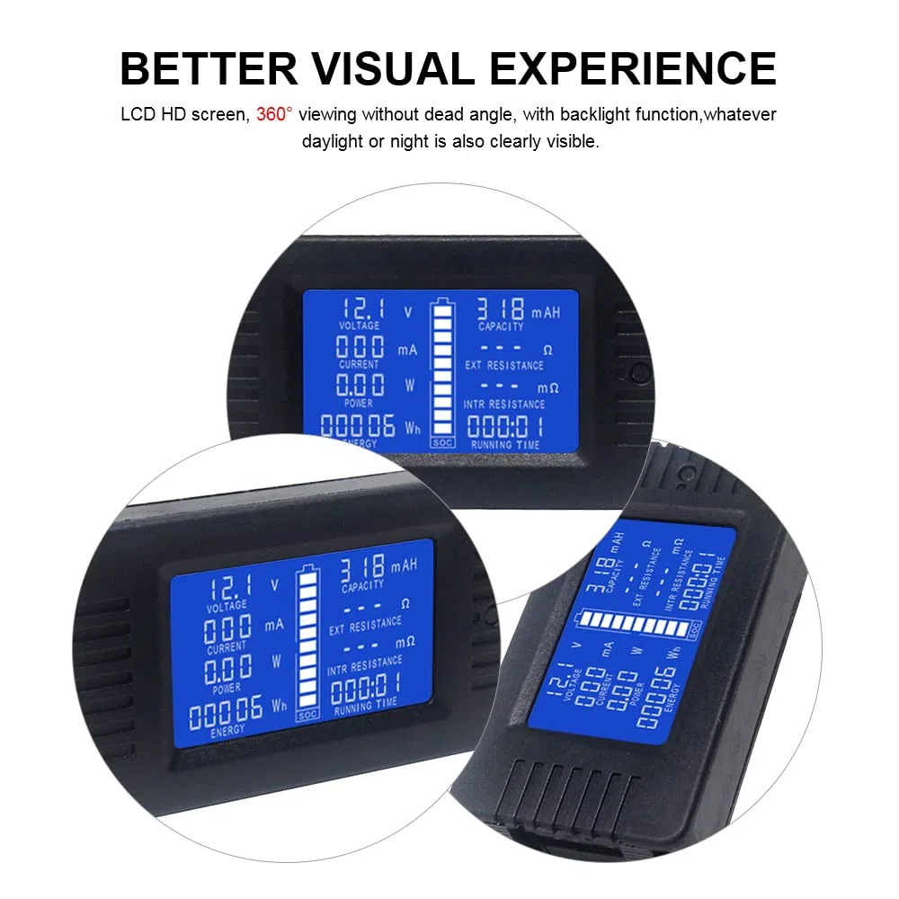 DC Misuratore di Batteria Voltmetro Amperometro Energia Energia Monitor LCD Multimetro Digitale Tensione Corrente Cap Ohm Ora SOC Meter LCD DC 0-200 V 100A Shunt