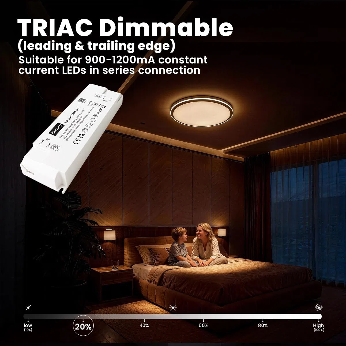 Trasformatore LED Dimmerabile TRIAC 1050mA Corrente Costante 25W - 50W per Lampada LED Alimentatore Driver