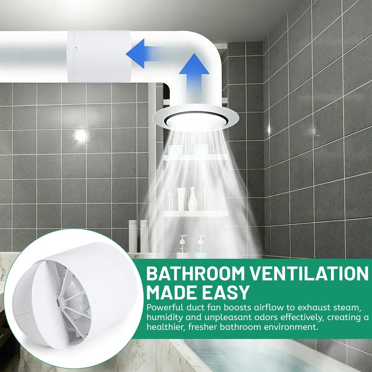 lalago Ventilatore da Condotto Aspiratore 100mm, Estrattore Aria 130m³/h 34dB Silenzioso, Aspiratore da Bagno, Estrattore D'aria per WC, Cucina, Ufficio,Tenda, Serra,Garage