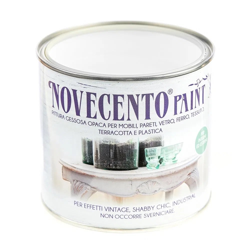 Novecento Paint Mobili ml 500 Bianco Neve Pittura gessosa (Chalck Paint) Extra Opaca facilissima da stendere.