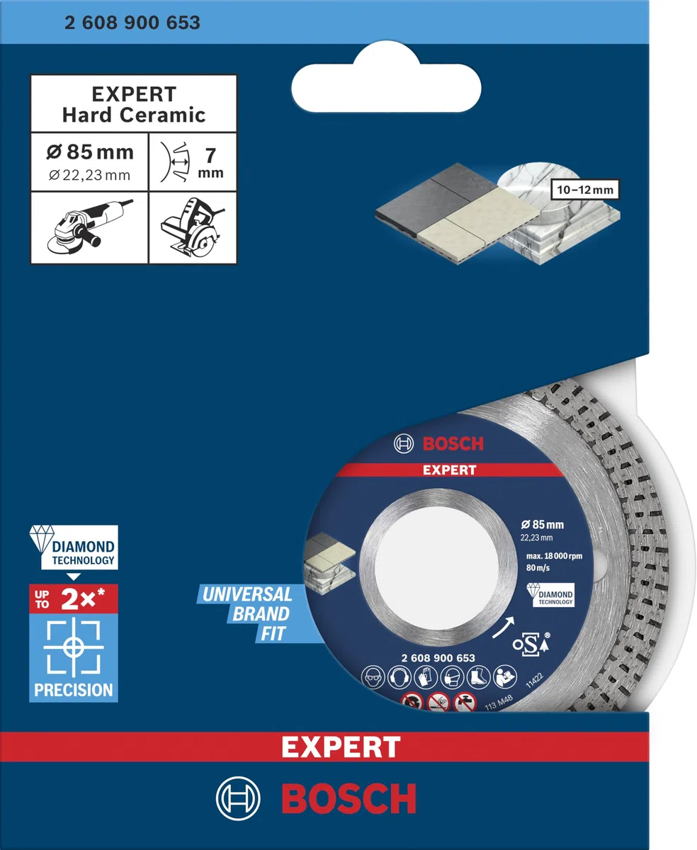 Bosch 1x Expert HardCeramic Diamanttrennscheiben (für Harte Fliesen, Harter Stein, Ø 85 mm, Professional Zubehör Kleiner Winkelschleifer)
