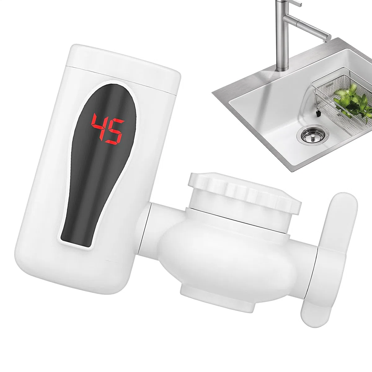 Rubinetto 'acqua calda istantanea – Rubinetto riscaldante istantaneo, 2 modalità Orientalbe Display digitale a LED per ufficio, cucina, esterno, bagno, piccoli spazi campeggio