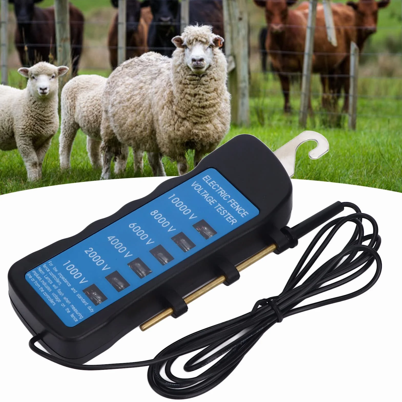 Rilevatore di Tensione per Recinzione Elettrica, 10000 V Tester per Recinzione Elettrica Tensione 6 Tester per Lampade Rilevatore di Tensione per Recinzione Tester per Recinzione Impermeabile