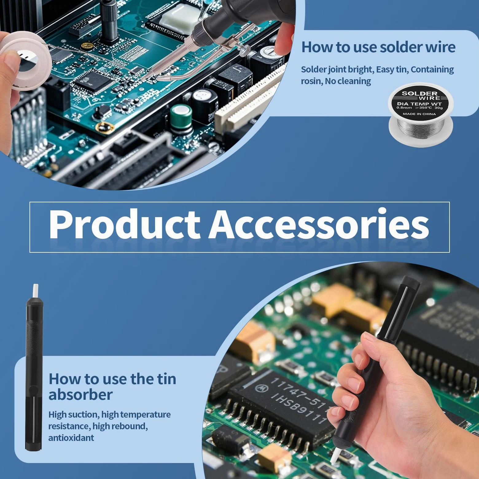 Set di saldatrice portatile professionale, pistola per saldatura, stazione di saldatura industriale con alimentazione automatica e 5 rulli di stagno, per PCB, elettronica, gioielli, saldatura di cavi