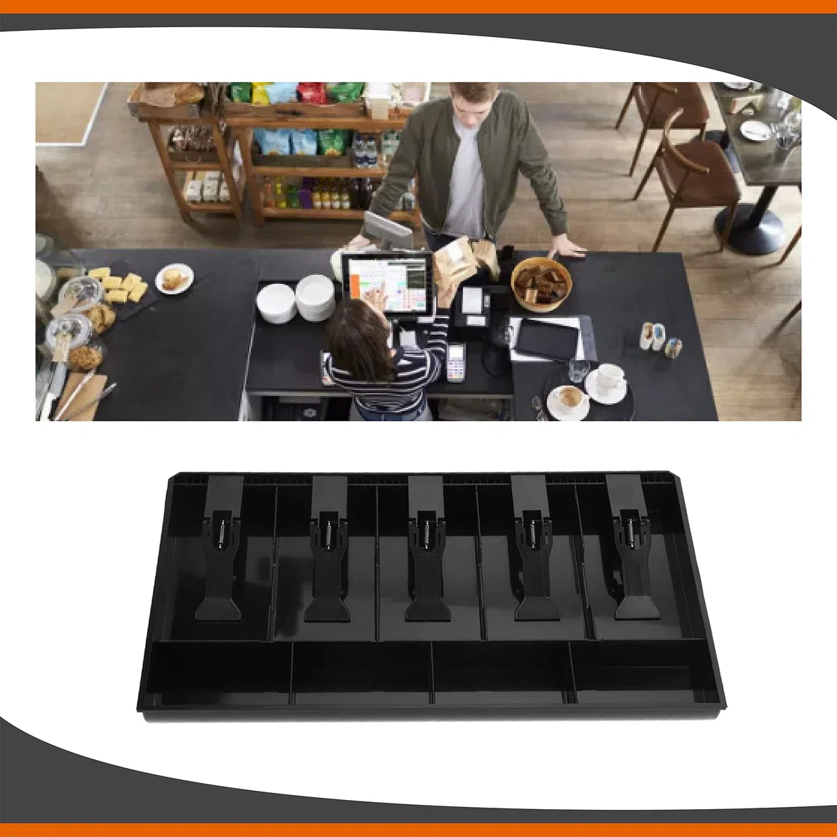 Vassoio di Cassa, Cassetto di Cassa a 9 Griglie Cassetto di Cassa Leggero con 5 Banconote e 4 Monete Rimovibile Cassettiera del Registratore di Cassa (nero)