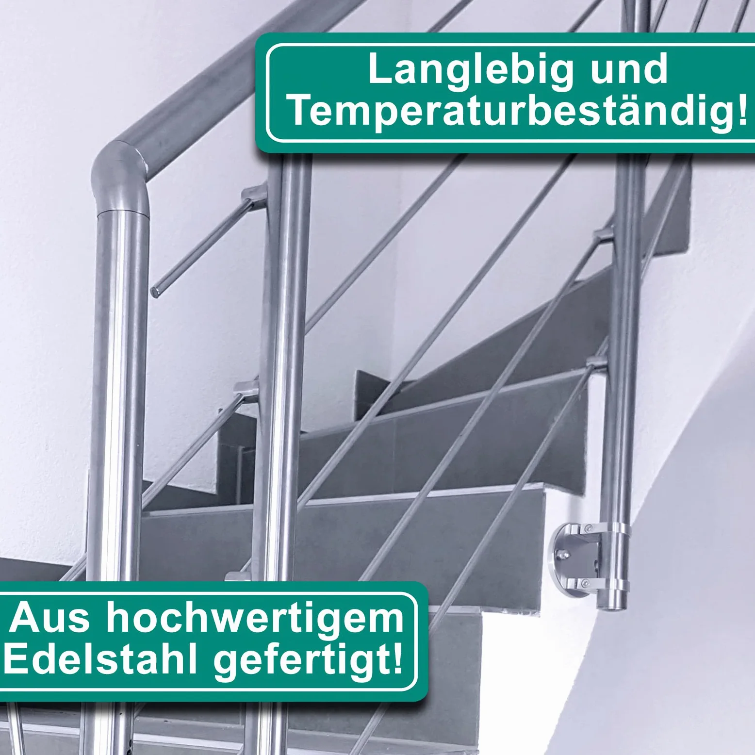 PRIOstahl Ancoraggio da parete in acciaio inox V2A, supporto per pali da 42,4 mm, supporto da parete, resistente alla corrosione, per interni ed esterni