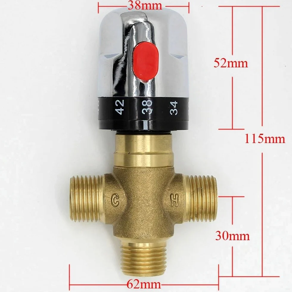 oem - Miscelatore termostatico in ottone e rame, per acqua calda / fredda in sistemi scaldabagno a energia solare