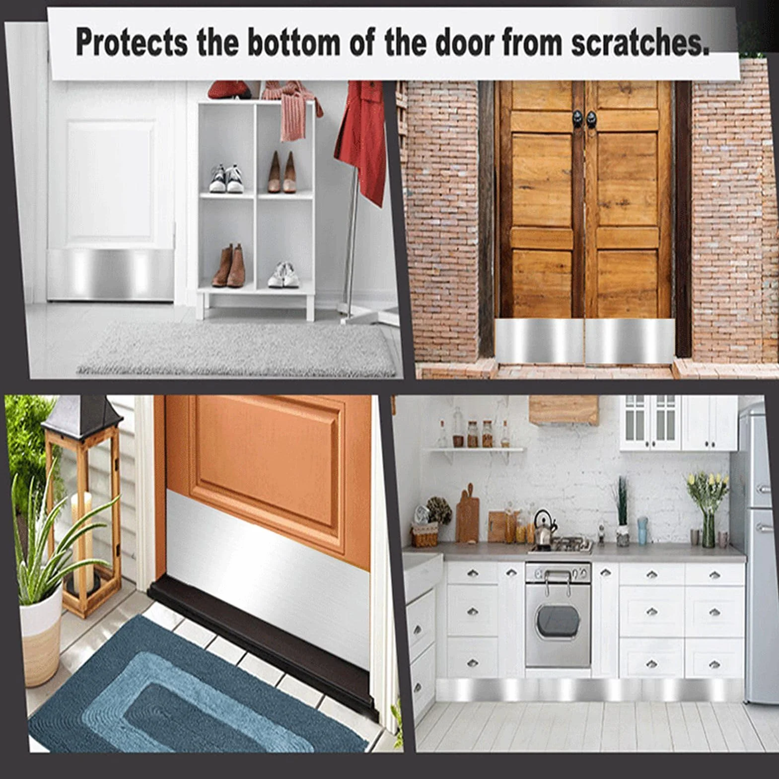 Piastra di Protezione per Porta, Piastra di Protezione per Porta Interna Decorativa Resistente all'usura in 2 Pezzi, Acciaio Inossidabile 304 per Porte