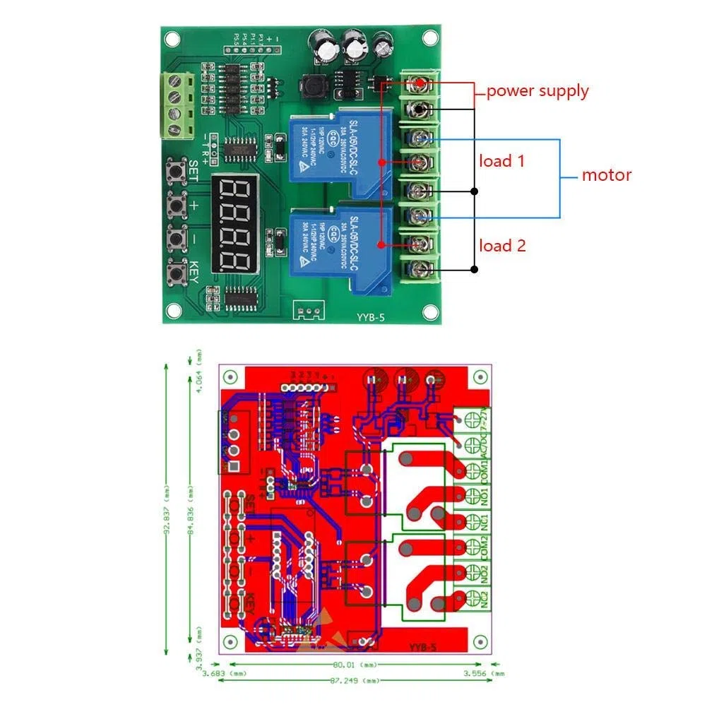 Hilitand Modulo YYB-5 12v 24v avanti/Indietro Scheda di Controllo Motore a Due relè Modulo di temporizzazione