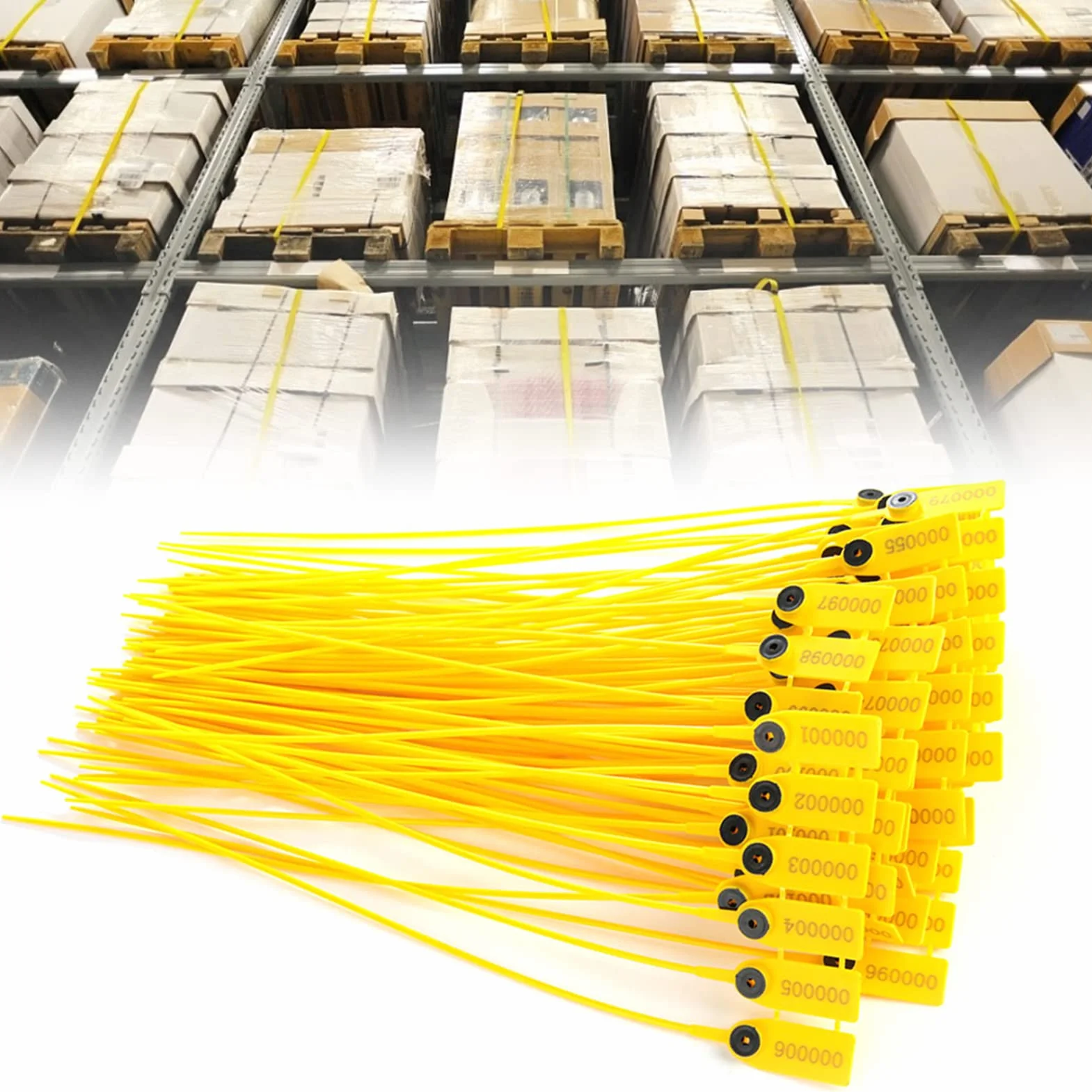 TOPINCN 100 Pz Sigilli Antimanomissione Sigilli O-Ring Pacchetto Giallo Trasporto Camion Sigillo di Sicurezza in Plastica 40 Cm Etichetta Fascette con Numero