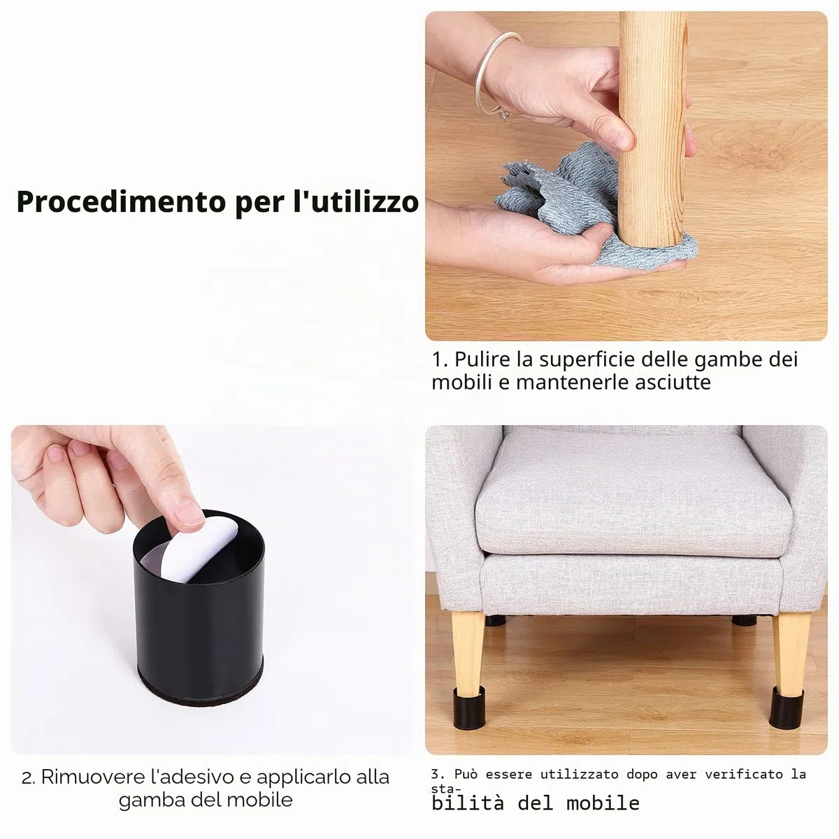RCHYFEED Gambe per Mobili Alza Il Letto di 5 cm, Rialzo in Acciaio, Resistente e Salvaspazio, Autoadesivi 4 PZ Piedini per Sollevare 2 Pollici di Altezza, Divani, Armadi