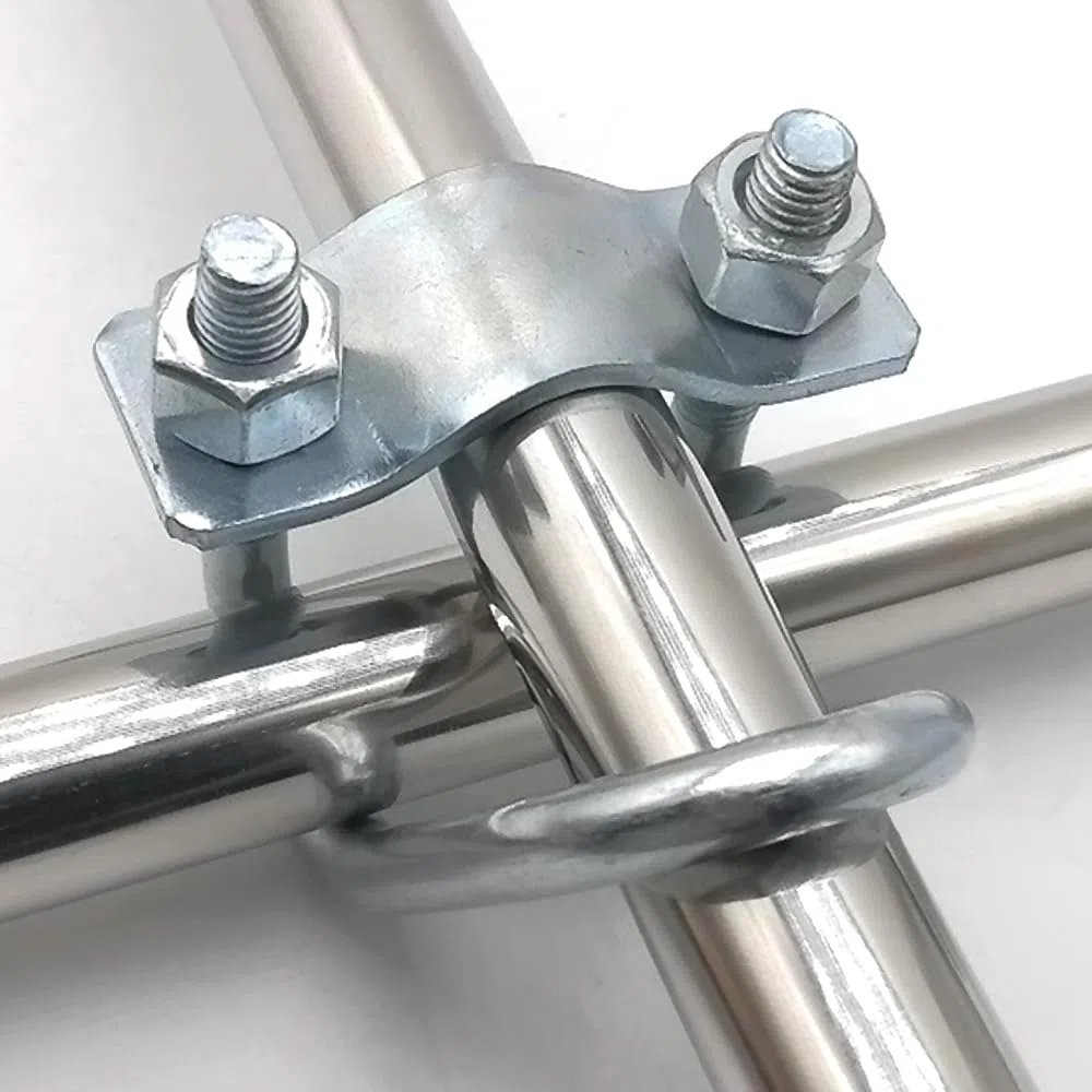 10 morsetti a croce con doppio bullone a U, materiale zincato per tubo 1,2"x3/4" (25x40 mm) Connettore per impalcature per serre