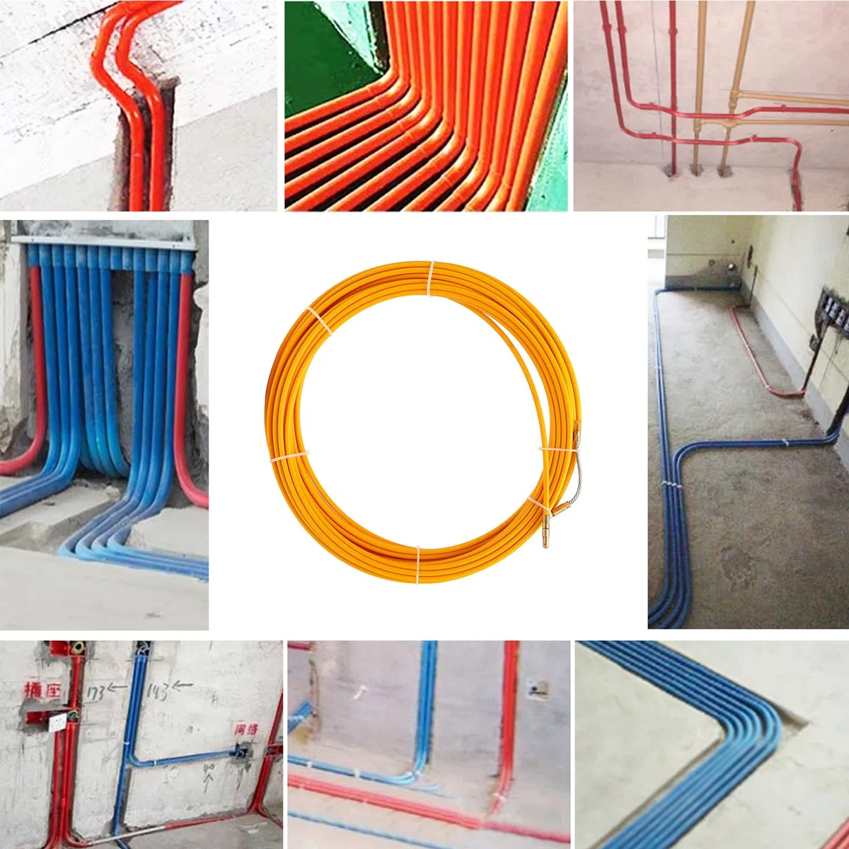 Sonda Passacavi,Sonda Elettricista,Tiracavi diametro 4mm,estrattore per cavi in fibra di vetro,Cable Puller,Fish Tape,Estrattore Cavi Per Cavi Elettricista(20M, giallo)