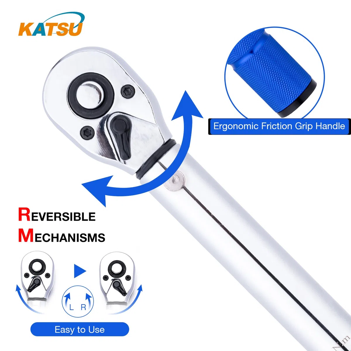 KATSU Chiave dinamometrica scatto 1/4" Set 15pezzi 2-24Nm Chiave dinamometrica per bici 72denti con punte a bussola esagonali e Torx e barra prolunga per riparazione biciclette strada e montagna