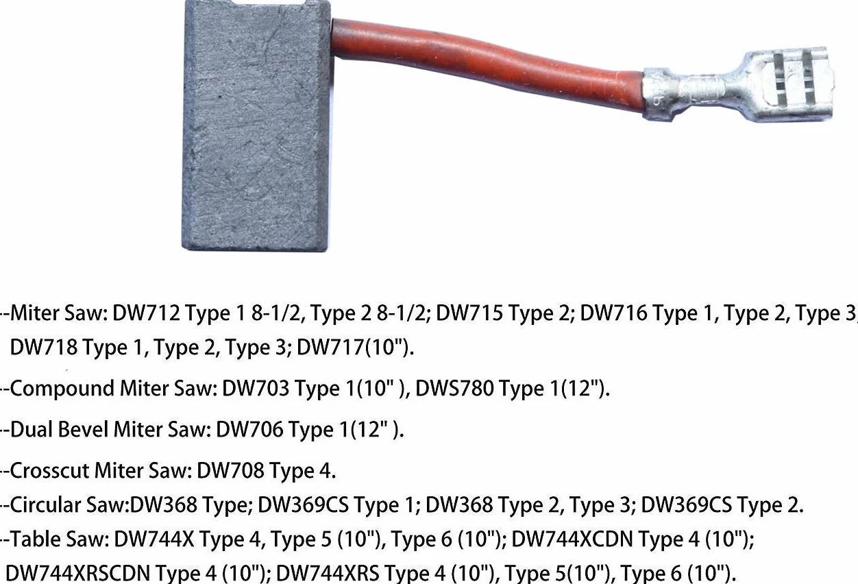 Spazzole per motore in carbonio compatibili con Dewalt DW718 / DWS780 / DW717XPS - Ricambio per utensili elettrici
