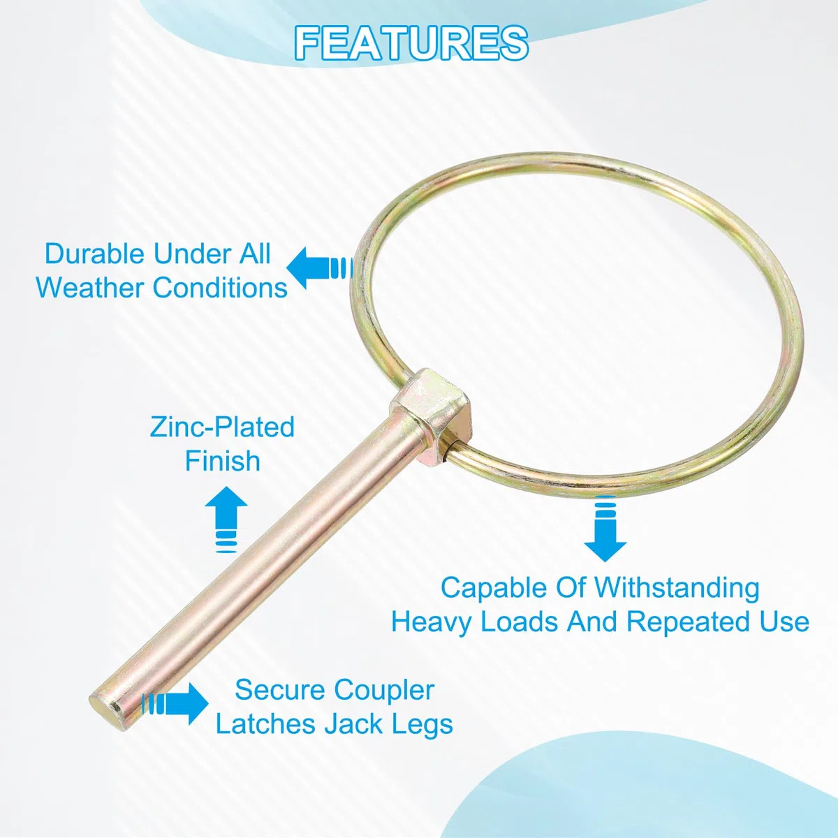 PATIKIL Perno Bloccaggio 5/16 x 2.76", 4Pz Kit Assortimento Perni Bloccaggio per Albero Perni Hardware con Anello per Carrelli Rimorchi Trattori Agricoli (8x70mm)