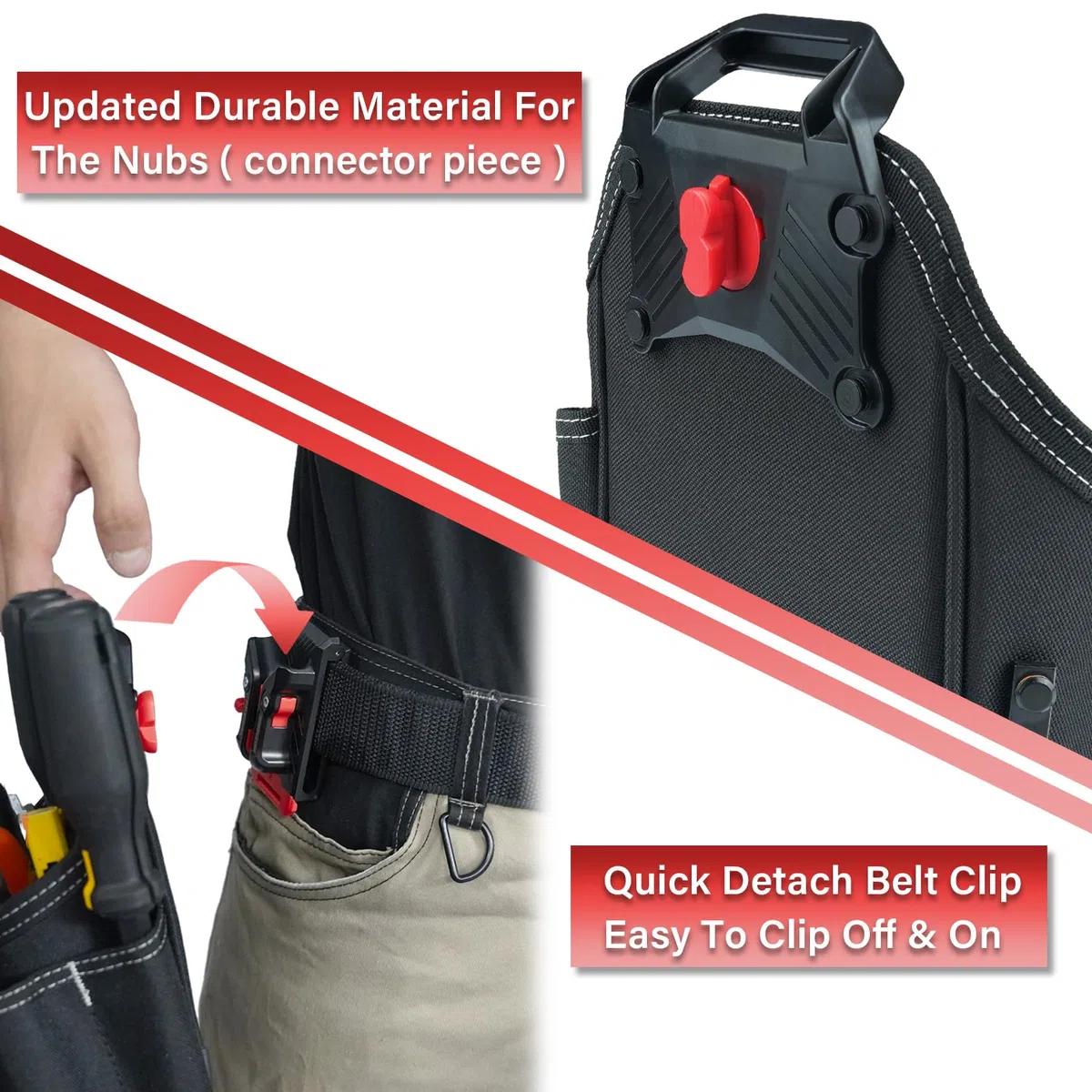 MELOTOUGH Piccola custodia per attrezzi da elettricista con vite per chiodo da lavoro Pocuh Tool Pouch con clip da cintura per attrezzi da commerciante con passante per martello fondina per attrezzi