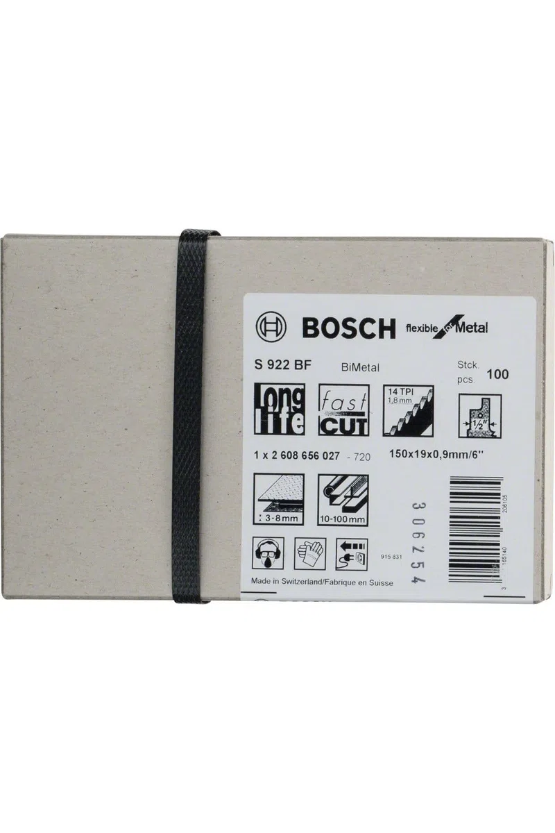 Bosch Professional 100 pezzi Lama per sega universale S 922 BF Flexible for Metal (per metallo, 150 x 19 x 0.9 mm, accessorio per sega universale)