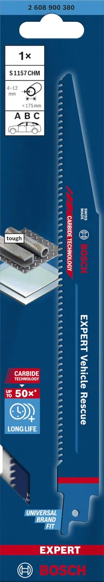 Bosch Professional 1x Lame per Seghe Universali Expert `Vehicle Rescue` S 1157 CHM per Vetro, Acciaio Resistente, Lunghezza 225 mm, Accessorio Sega Universale