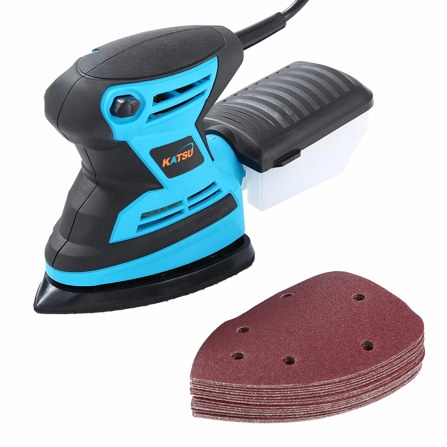 KATSU Levigatrice Detail Elettrica 200W 15500RPM Levigatrice Mouse Multifunzioni con Aspiratore di Polveri e 20 Pezzi Carte Abrasive per Levigare Lucidare 100174