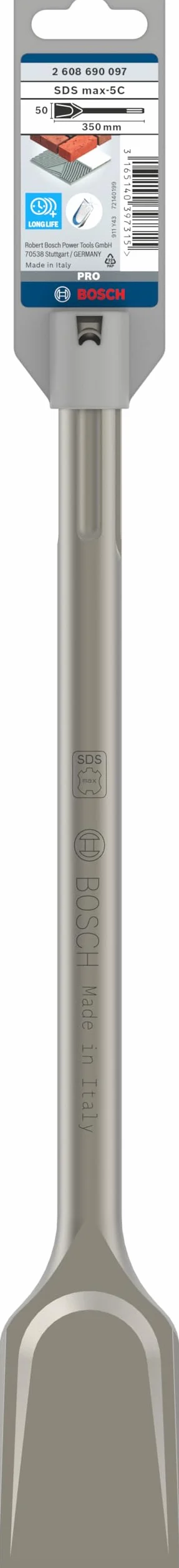 Bosch 1x Scalpello a spatola PRO SDS max-5C (per Malta, Mattone pieno, Ø mm, Professional Accessorio Martello perforatore, Sezionatori)