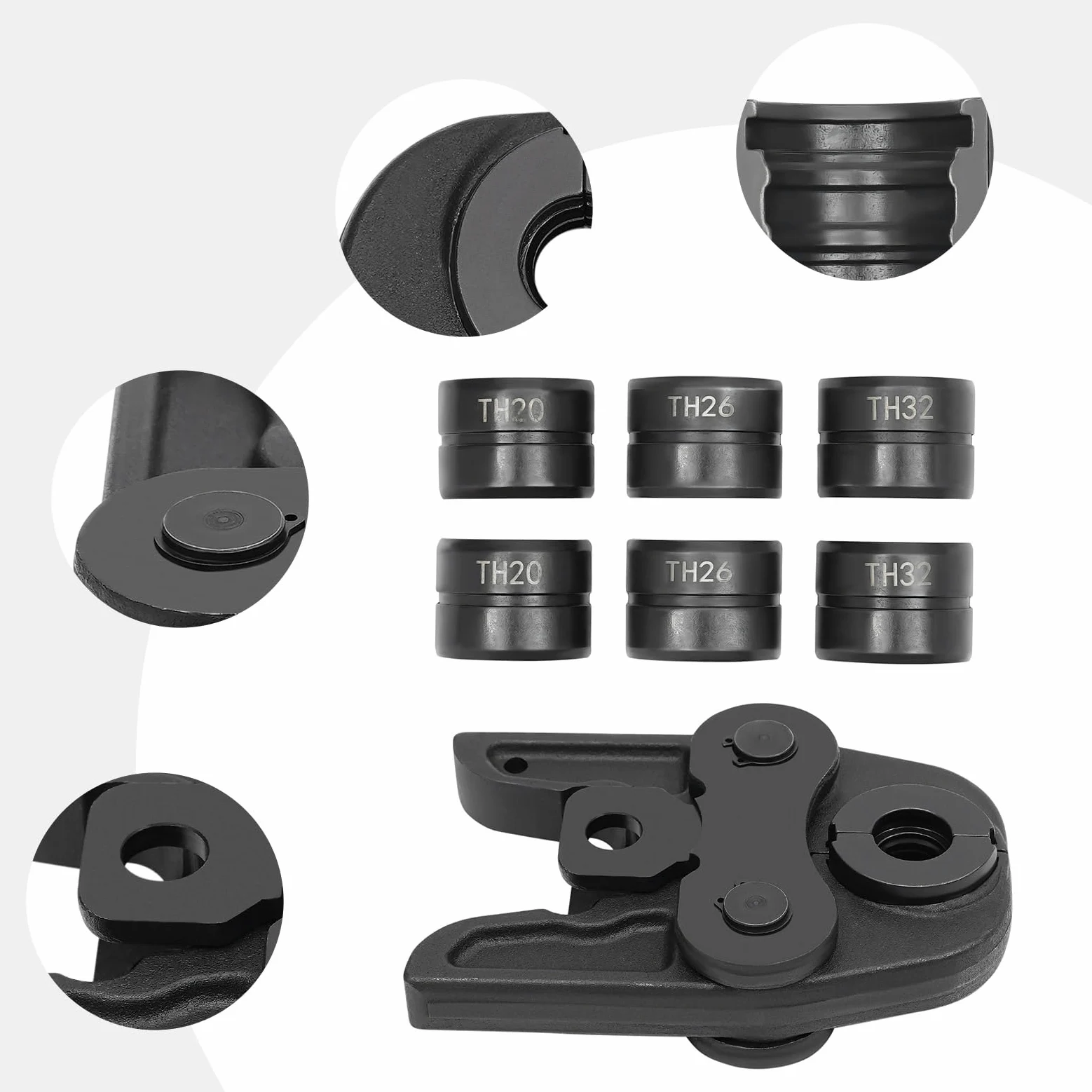 TH16 – 20 – 26 – 32 mm ganasce a pressione professionale con profilo TH per tubo composito di alluminio, plastica, PEX, rame, acciaio inox, manicotti in rame