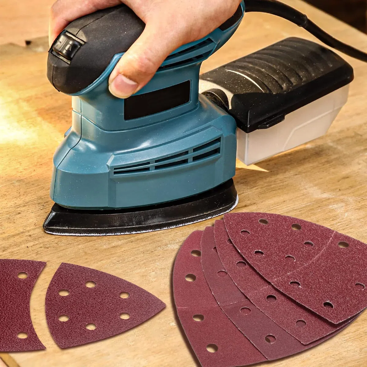 60 cuscinetti abrasivi assortiti con gancio e anello, grana 40/60/80/120/180/240 con 11 fori, carta vetrata per mouse compatibile con levigatrice multipla Bosch PSM 100A PSM 200 AES PSM 18