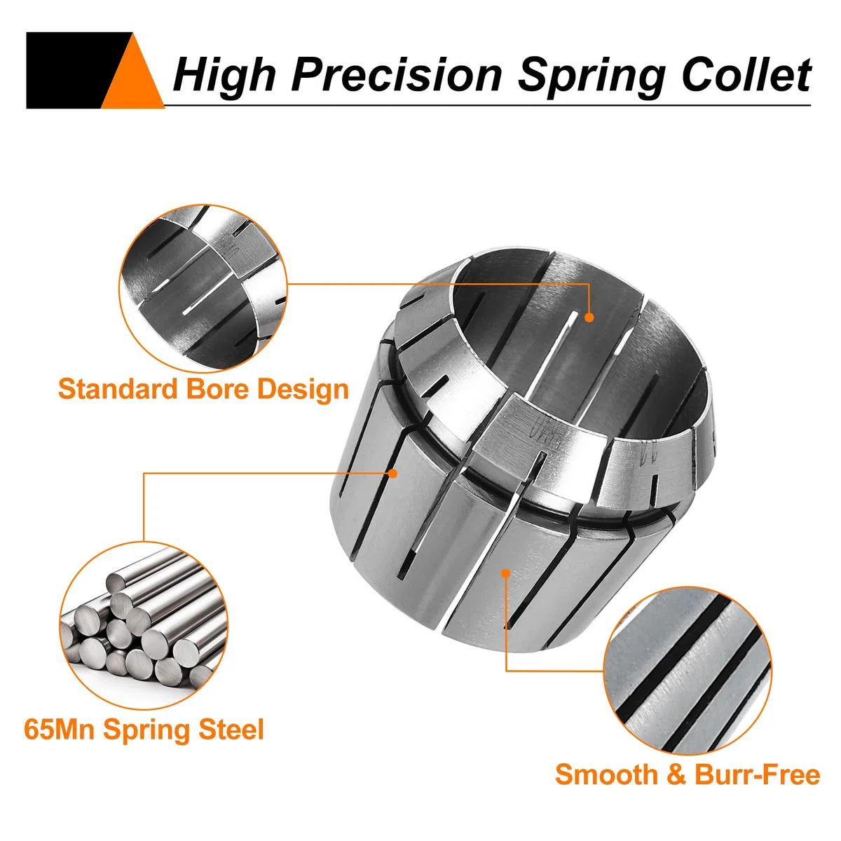 sourcing map Mandrino a molla ER40 32mm 65Mn Pinze Router di Precisione in Acciaio Molla per CNC Incisione Fresatura Tornio Strumento