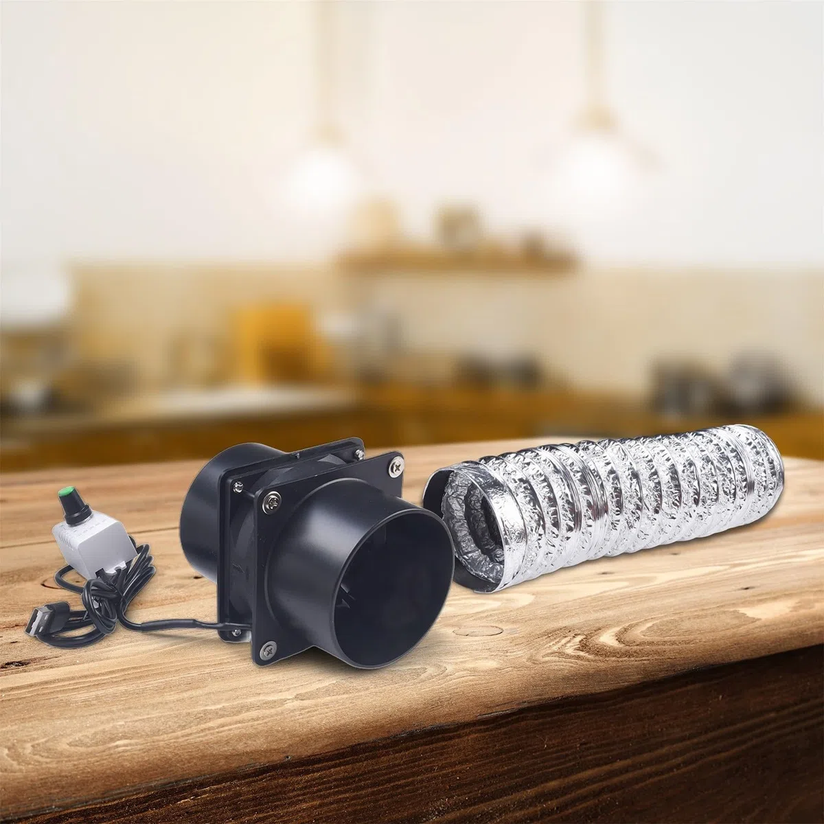Ventilatore di ventilazione per condotto di scarico, aspiratore portatile con tubo flessibile USB, ventilatore di ventilazione regolabile fai da te, per cucina di casa (con tubo da 100 cm)