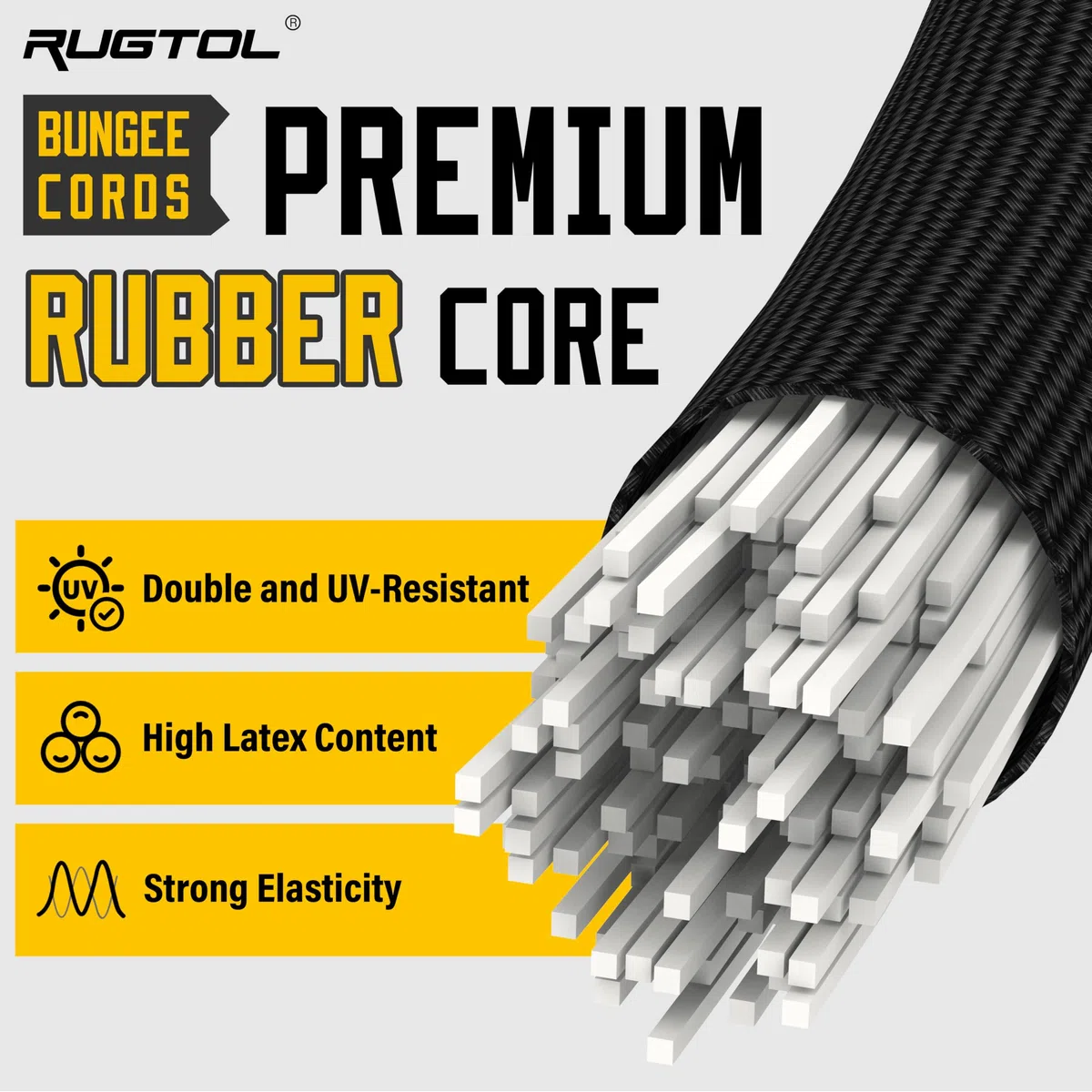 Espansore con gancio regolabile, 90 cm di espansione con moschettone, set da 6 pezzi, 100% lattice di gomma per tende da sole, tarpaulins, giardino, bicicletta, auto, carico