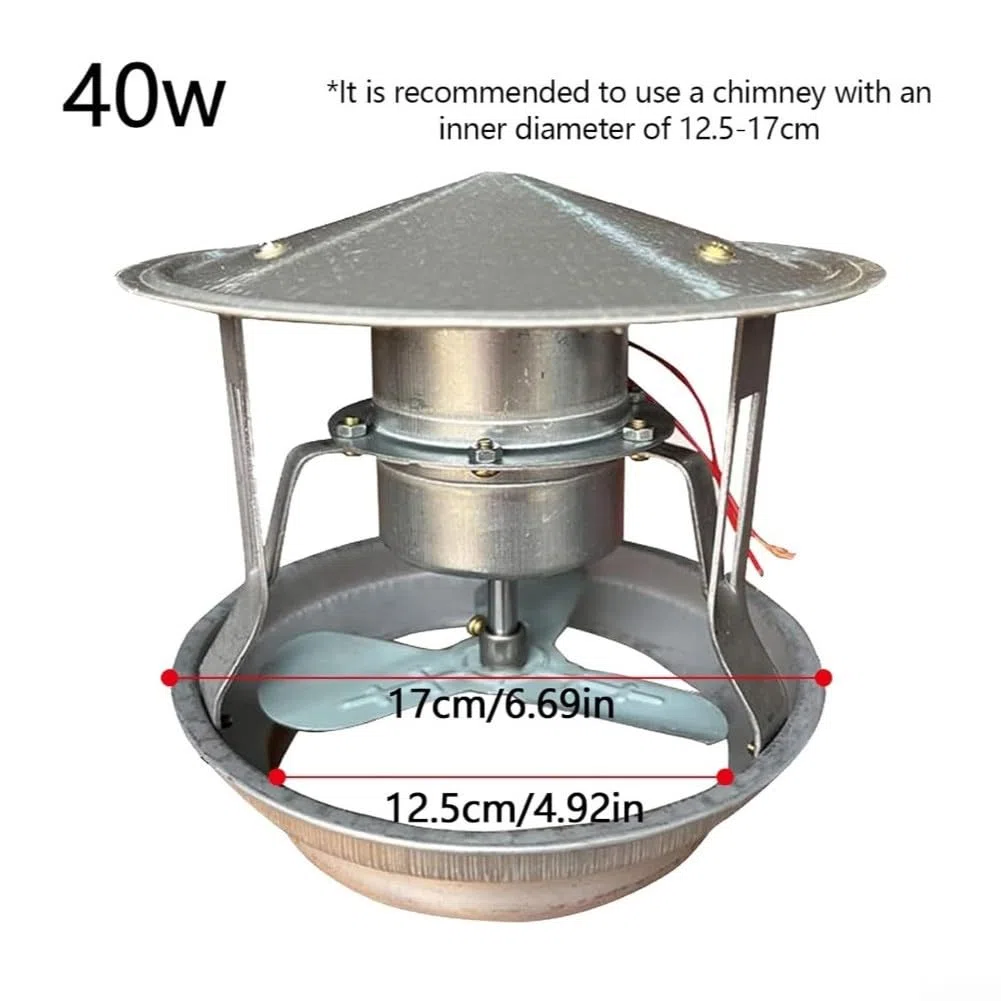 Ventola aspirante per fumo, 40 W, funzionamento silenzioso, per stufe a legna, camini, bracieri, forni, caldaie, elimina efficacemente il fumo dalla tua casa, prevenendo l'accumulo di fumo all'interno