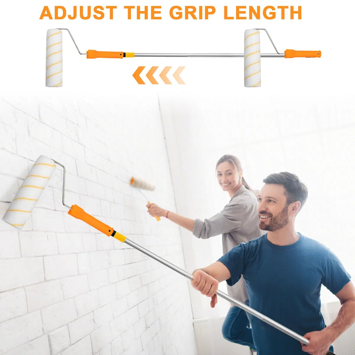 Rullo Pittura con Asta Telescopica Regolabile 30-180cm - Kit Completo per Pittura Murale - Strumento Professionale e Lungo per Verniciare Pareti