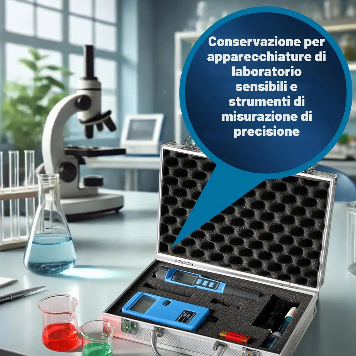 Peaktech 7255 - Custodia Universale per Strumenti di Misura, Custodia in Alluminio Resistente, Vano Porta Attrezzi, Imbottitura in Schiuma, con Lucchetto, Antipolvere, M - 295 x 195 x 70 mm