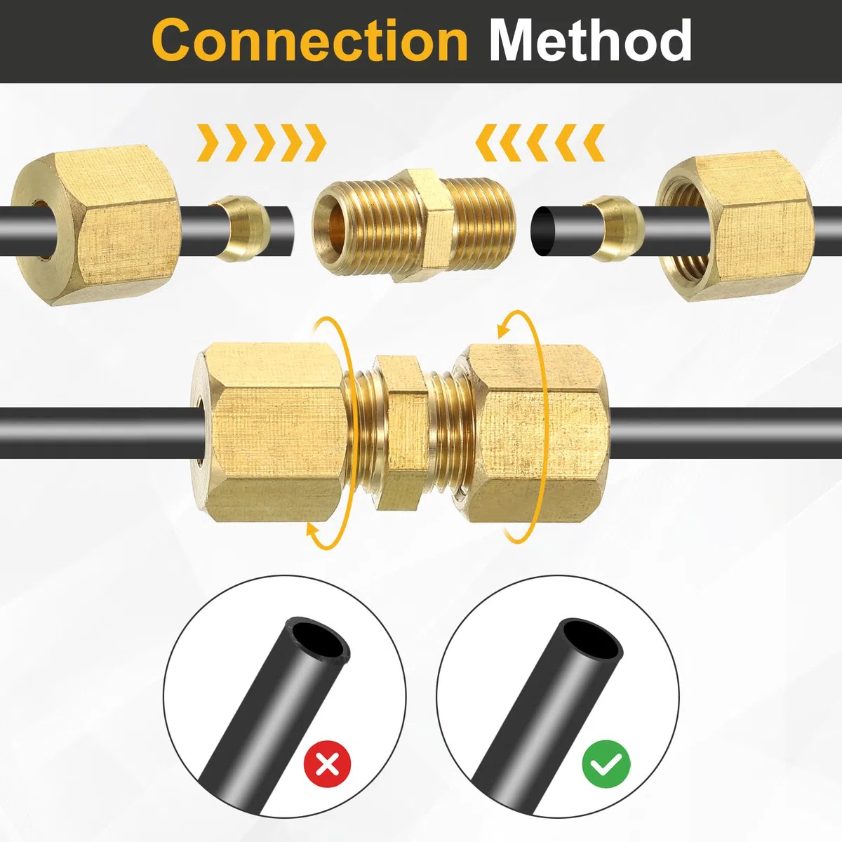 QUARKZMAN 2Pz Raccordi A Compressione In Ottone, Connettore Per Tubi OD 14 mm, Raccordi A Compressione Con Filettatura NPT E Fascette A Compressione, Adattatore Diritto In Ottone