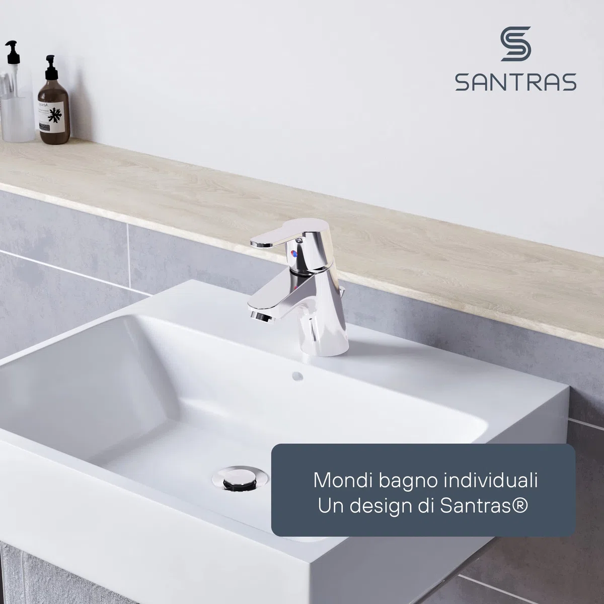 SANTRAS® PREMIUM set di scarico eccentrico per lavabo con protezione di troppopieno in cromo - set completo di troppopieno con tappo di scarico in 1 ¼ per rubinetto con raccordo a tirante