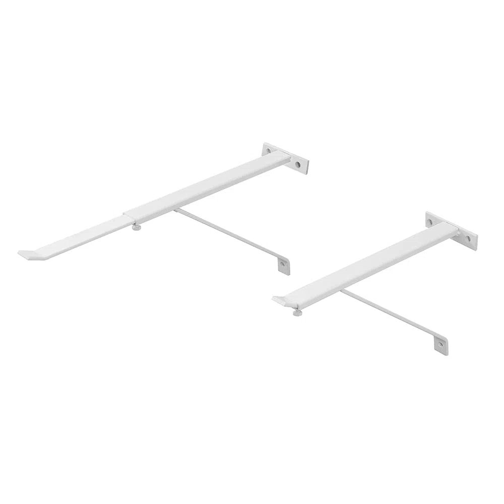 Coppia staffe per pilozzo e mensole a parete, regolabili da 28 a 46 cm, acciaio verniciato bianco (Lunghezza 28-46 cm)