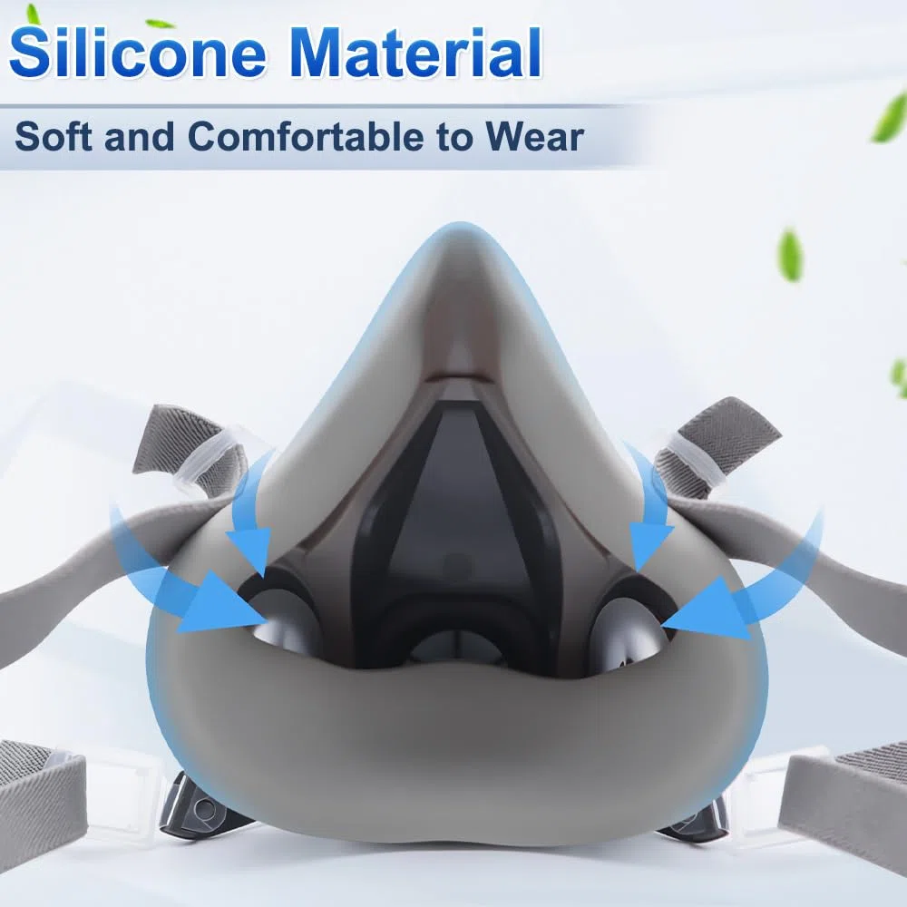 Maschera protettiva riutilizzabile con filtro antipolvere,Maschera a gas respiratorio con filtro per spray, pittura, lavoro, prodotti chimici, fai da te, levigatura