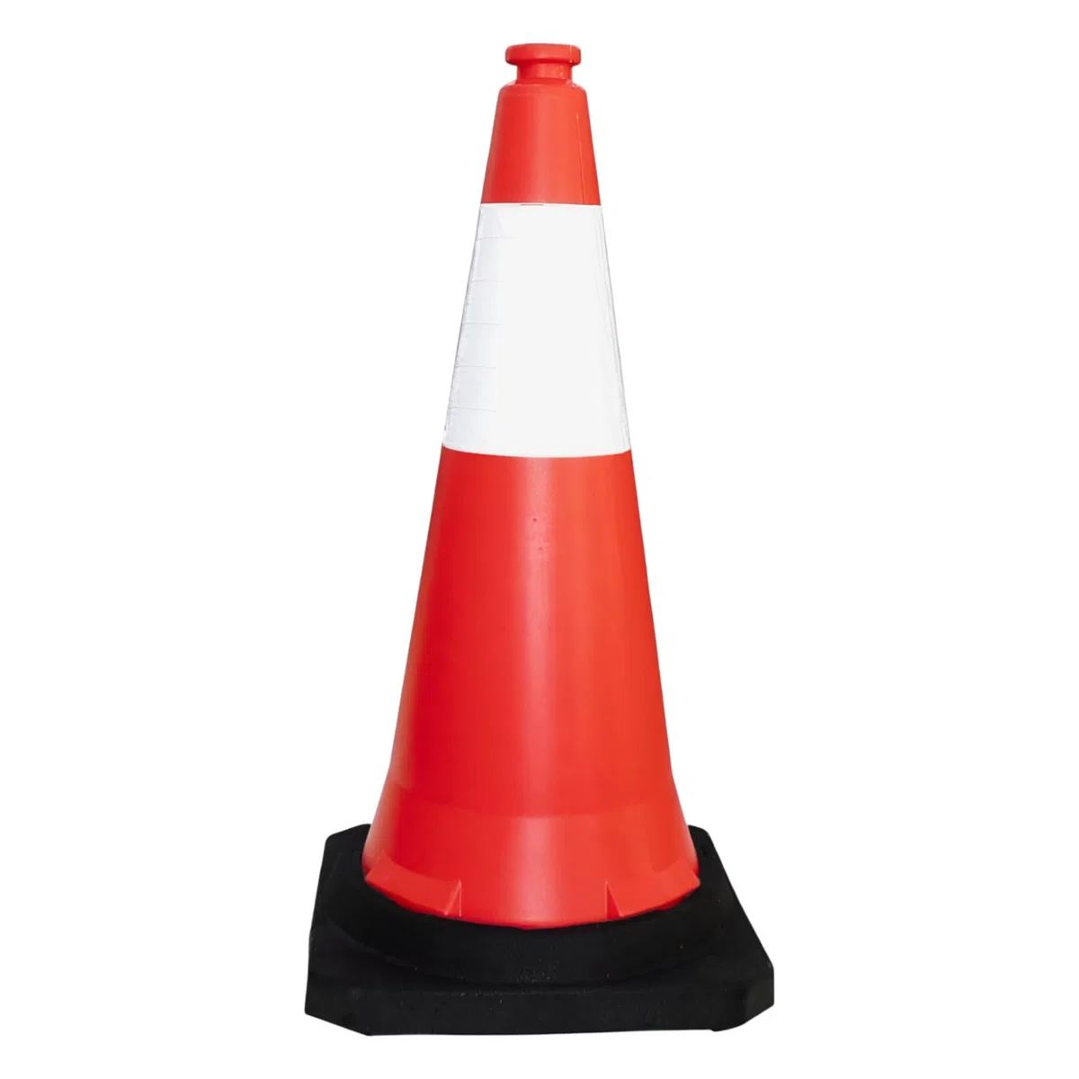 Cono traffico PPC con base in PE | 75 x 40 cm di sicurezza stradale riflettente | Cono stradale rosso ad alta visibilità | Cono stradale portatile resistente al vento con base nera (1)