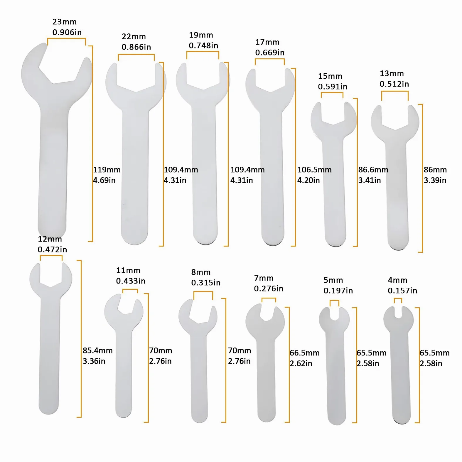 SG Store 12x Set Di Chiavi A Forchetta Singole Metriche Da 4 A 23 Mm Super Sottili Per Riparazione Auto Montaggio Mobili