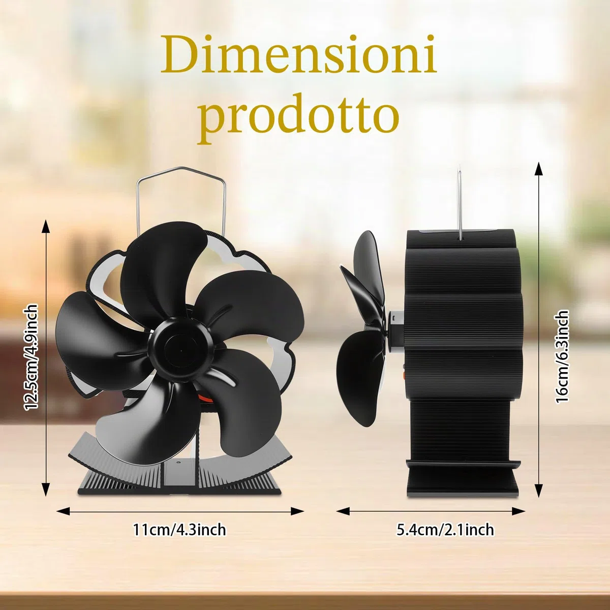 Ventilatore Per Stufa 5 Pale, Ventilatore per Camino, Protezione dal Surriscaldamento, Ventilatori per Stufe a Legna, Senza corrente Silenziosa ed Efficiente per Camino/Pellet/Gas