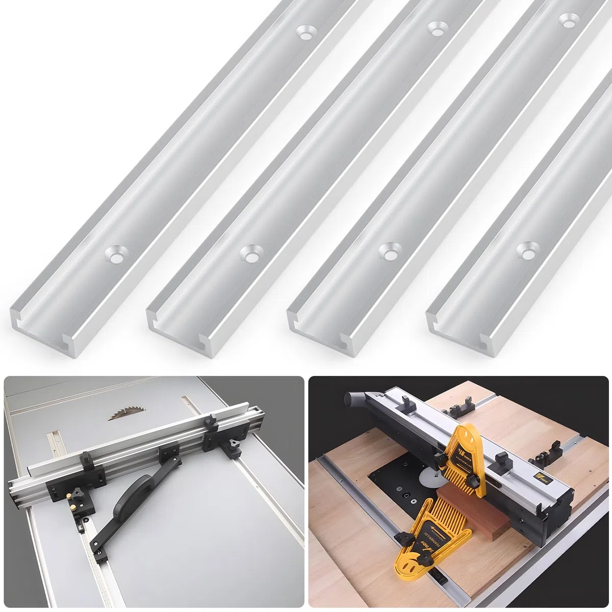 DBREAKS 4 Pezzi T-Track, 400 mm T-Slot Track in Lega di Alluminio, Binario a T, Binari con Scanalatura, T-Track con 12 Viti Autofilettanti per la Lavorazione del Legno(30mm)
