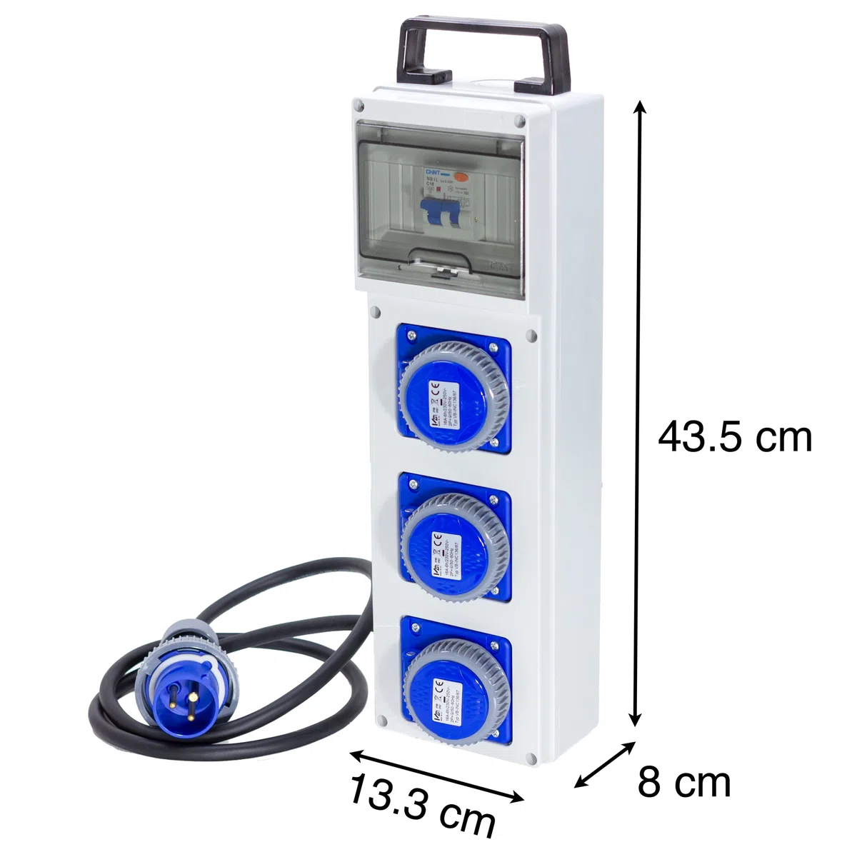 ELETTROWATT - Quadro Elettrico di Distribuzione Industriale da Cantiere ASC Portatile - 3 Prese CEE IP67 da 16A - Magnetotermico da 16A - Quadro Monofase Con Certificazione Inclusa - Made in Italy